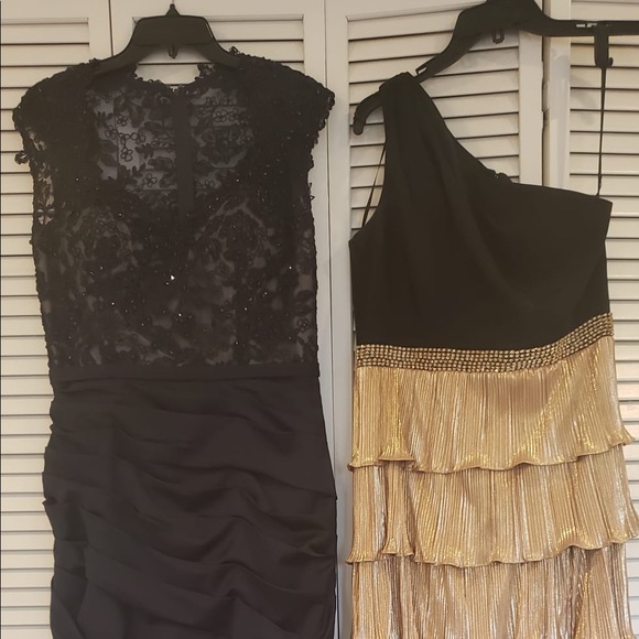 Mother of the Bride Lace & Satin Trumpet Navy Blue Gown La Femme Nordstroms - Picture 3 of 3